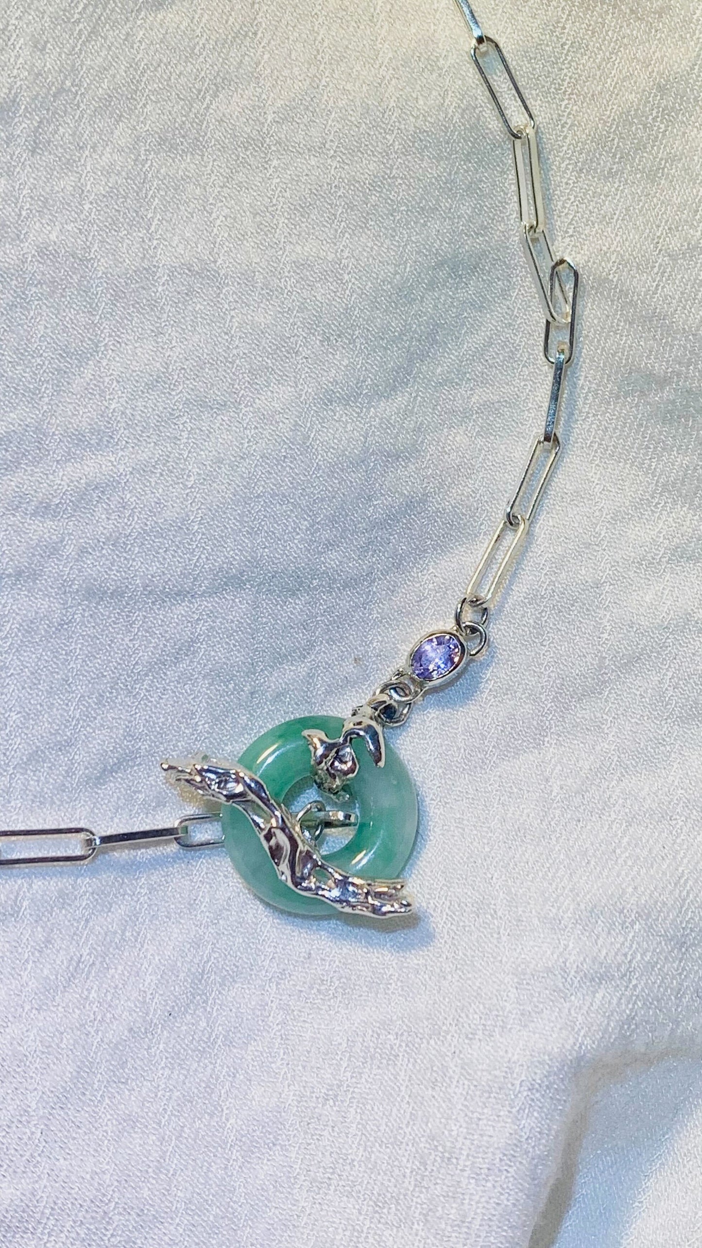 Jade Toggle Necklace With Sapphire
