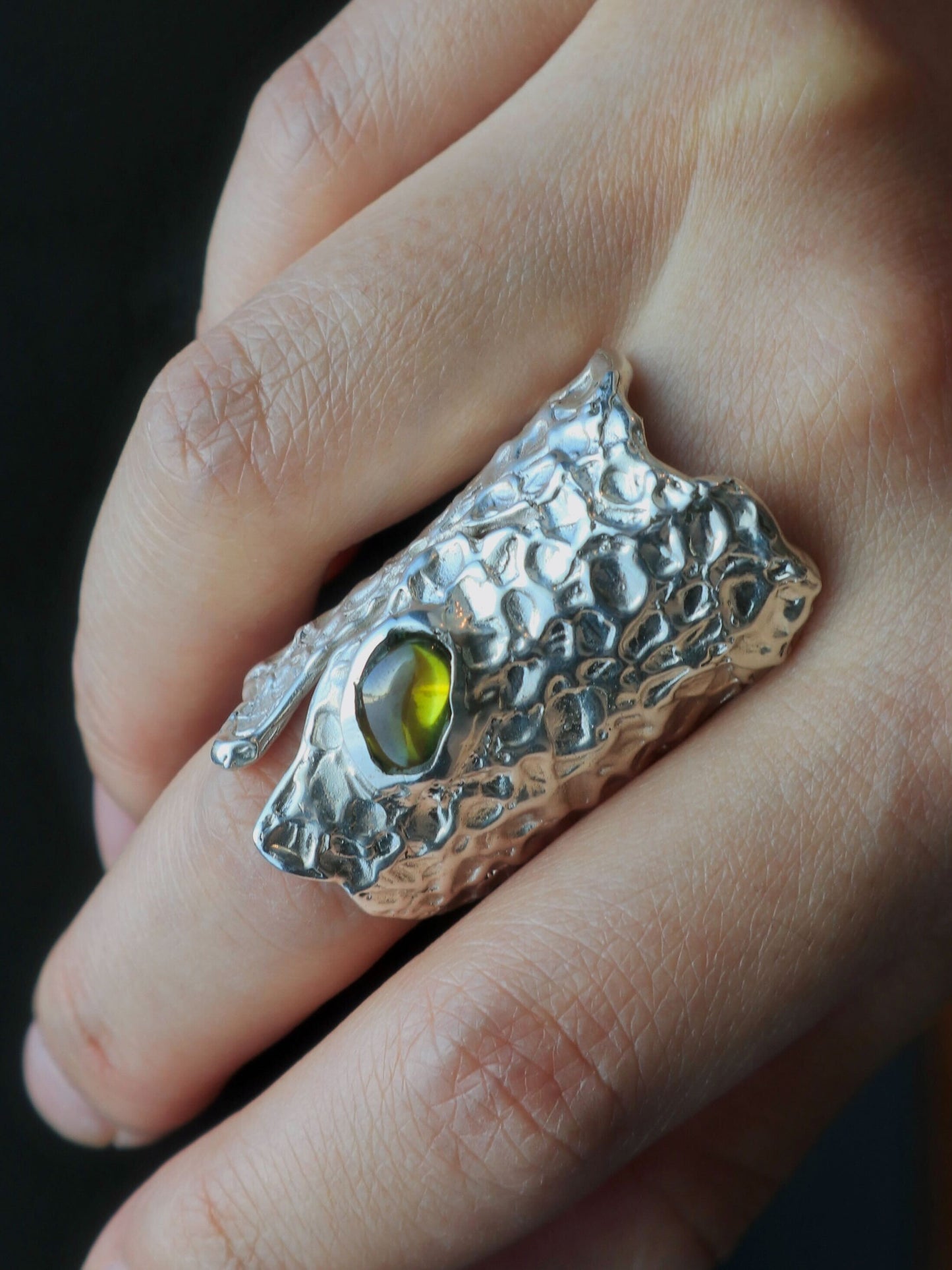 Raw Peridot Ring