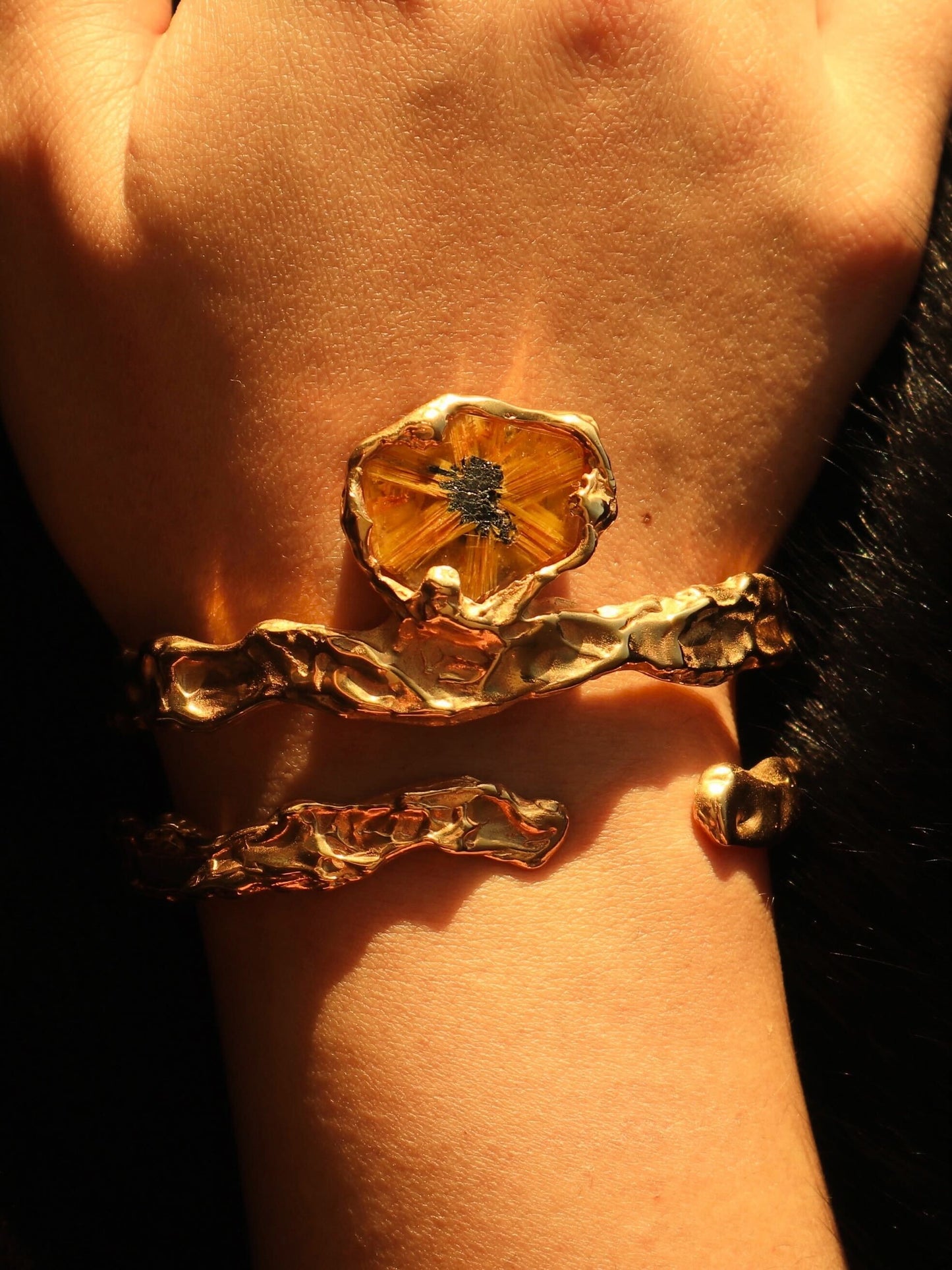 Star Rutilated Quartz Cuff Bracelet